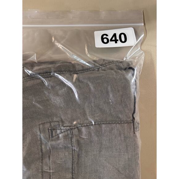 FREE PEOPLE Linen Pants Womens S Cargo Crop Patchwork Utility Green Relaxed Fit - Picture 15 of 15